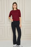 Chemisier en tricot à col rond pour femme, décontracté, élégant et confortable, respirant