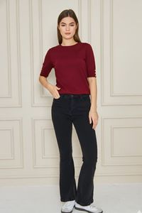 Blusa de punto con cuello redondo para mujer, informal, elegante y cómoda, transpirable - Product Image 2