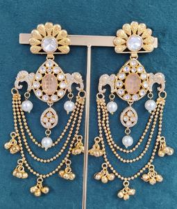 Pendientes de Cachemira Polki de Primera Calidad con un Hermoso Diseño de Elefante, Ideales para Bodas, Fiestas y Ocasiones Festivas - Product Image 3