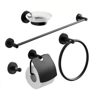 Juego de 5 Accesorios de Baño de Pared en Negro Mate - Product Image 3