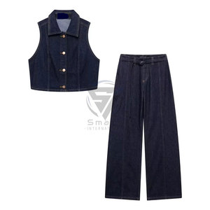 Ensemble 2 pièces en jean personnalisé pour femme – Veste cargo respirante en spandex/coton et jean taille haute – Tenue décontractée toutes saisons - Product Image 6