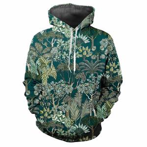 Sweat à capuche pour hommes à la mode de haute qualité imprimé fleurs et plantes motifs impression numérique décontracté à manches longues à capuche tissu épais - Product Image 5