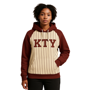 DST Delta Corps Neutre Marron Raglan Pinstripes Sweat à capuche en coton mélangé Vêtements de sororité grecque HBCU Soror Vêtements à capuche - Product Image 1