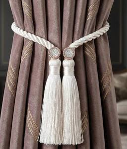 Attaches de rideaux à pompons, attaches de rideaux minimalistes modernes, attaches de rideaux en corde de coton de luxe - Product Image 2