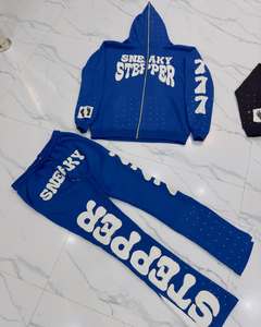 Conjunto Deportivo Personalizado para Hombre, Chándal Holgado 100% Algodón, Sudadera con Capucha, Pantalones Deportivos Acampanados y Sudadera con Capucha - Product Image 1