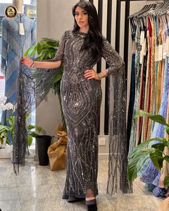 Premium Handcrafted Women's Vintage Straight Satin Dubai Cape Crystal Beads Breathable Knee-Length Evening Party Customized High - Product Image 1