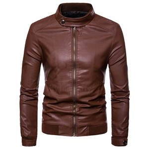 Veste en cuir de vache personnalisée avec logo, design optimal, vente en gros, vêtements d'hiver pour hommes, manches longues, col montant, logo sur le devant - Product Image 2