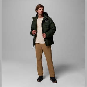 Veste matelassée en denim de haute qualité pour homme, style vintage, col à capuche, logo brodé sur le devant, motif uni, fermeture éclair d'hiver - Product Image 5