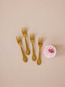 Ensemble de 4 fourchettes à fruits pour gâteau d'apéritif en or de qualité supérieure - Product Image 2