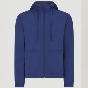 Veste coupe-vent en coton personnalisée à fermeture éclair intégrale, couleurs contrastées, marine, pour hommes, coupe-vent à capuche personnalisé - Product Image 5