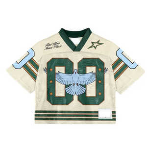 Custom Manufacturer American Vintage Soccer Oversized <b>Knitted</b> Mesh V-Neck Crop Boxy Mesh Jersey Men's american football uniform - Product Image 3