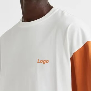 เสื้อยืดแขนสั้นสำหรับผู้ชาย, เสื้อยืดผ้าฝ้ายบ็อกซี่สีล้วนทรงหลวม - Product Image 6