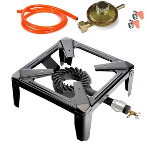 Estufa de gas para acampar de 170mm con regulador de llama Reductor de presión 8.5kW Quemador de hierro fundido y manguera de 1,5 m Accesorio esencial para exteriores - Product Image 1