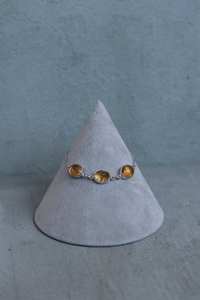 Bracelet en argent sterling 925 avec citrine, 3 pierres ovales, design simple et classique, bijoux en pierres précieuses naturelles, pierre de naissance de novembre - Product Image 4