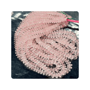 Natural Rose Quartz 7-8mm German <b>Cut</b> Faceted <b>Disc</b> Rondelle <b>Stone</b> Beads 14 Inch Strand for Jewelry Making and Craft - Product Image 1