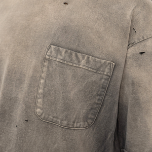 เสื้อยืดโอเวอร์ไซส์ผ้าฝ้ายวินเทจย้อมสีแบบแอซิดวอช พิมพ์ลายกราฟิกสีพื้นสำหรับผู้ชาย รับทำโลโก้ OEM - Product Image 4