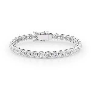 Bracelet tennis en diamant de laboratoire serti clos en or 14 carats certifié IGI pour femme, taille brillant rond, élégant pour le quotidien - Product Image 1