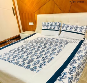 ผ้าปูที่นอนพร้อมปลอกหมอน2ใบสำหรับไอเดียของขวัญและของตกแต่งบ้านสีขาวดีไซน์เนอร์ทำด้วยมือ100% พรีเมี่ยม - Product Image 5