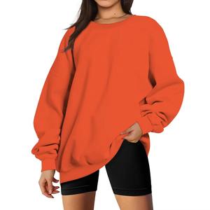 2025 vente en gros de haute qualité grande taille femmes sweat coton personnalisé col rond solide blanc à manches longues femmes sweat - Product Image 3