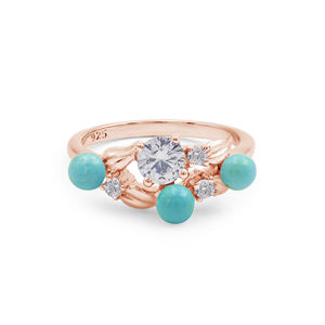 บุษราคัมกลมสีขาวธรรมชาติหลายแผ่นพร้อมแหวนพลอยเทอร์ควอยส์แหวน3.2กรัม925เงินสเตอร์ลิงเครื่องประดับขนาด10x6มม. - Product Image 3