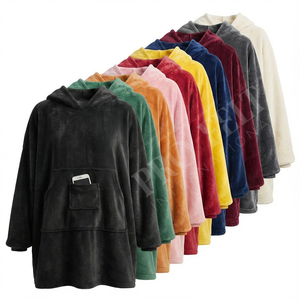 Sweat à capuche en polaire surdimensionné de qualité supérieure, vente en gros, poche avant, confortable, épaules tombantes, logo brodé personnalisé, sweat à capuche unisexe - Product Image 1