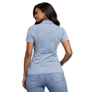 Polo en denim 08 Legacy, sororité grecque, femmes, rose et vert, sororité universitaire, élégant, décontracté, vêtements de sororité - Product Image 2