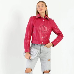 แจ็กเก็ตหนังวีแกนแขนยาวสุดอินเทรนด์พร้อมซิป2026ดีไซน์ผ้าฝ้ายเนื้อเรียบพิมพ์ลาย B2B ผู้ซื้อ - Product Image 3