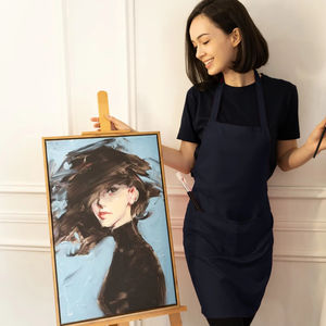 Delantal sin mangas de poliéster personalizable BEAM 100% con bolsillos delanteros y diseño de encaje trasero ODM logotipo personalizado para revendedores - Product Image 5