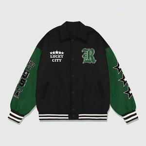 Classic <b>men</b> varsity <b>jacket</b> custom embroidery wool leather sleeve <b>baseball</b> college bomber outerwear factory OEM ODM - Product Image 2