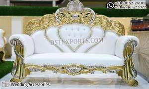 Canapé convertible en bois massif deux places, canapé royale Maharaja de mariage, canapé en fer et en métal - Product Image 4