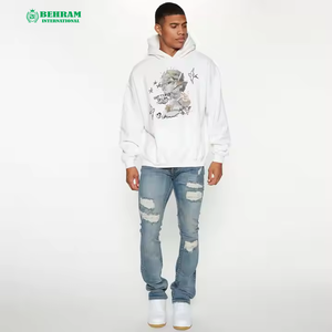 Sweat à capuche unisexe personnalisé avec strass, coupe droite, effet délavé, imprimé sérigraphié, en molleton 100% - Product Image 2