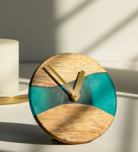 Ak Brass Minimalist Metal Desk <b>Clock</b> Modern Aesthetics Embrace with Stylish Wooden <b>Table</b> Decor - Product Image 1