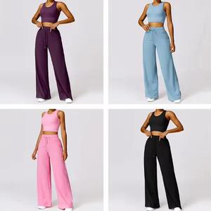 Vêtements d'entraînement de gym personnalisés ensemble de yoga pour femmes deux pièces à séchage rapide ensembles de vêtements de fitness pour femmes à vendre pantalon baggy personnalisé - Product Image 4
