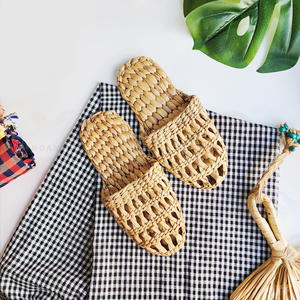 Customized sizes & designs handmade slipper sandal natural water hyacinth <b>slides</b> wholesale - Product Image 5