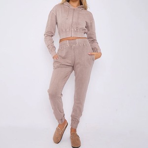 ชุดวอร์มสำหรับผู้หญิงชุดวอร์มกางเกงครอปแบบครอปแอซิดสำหรับผู้หญิง - Product Image 5