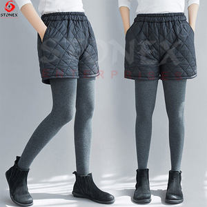 Pantalones cortos acolchados sólidos para mujer, pantalones cortos acolchados con cintura elástica para exteriores, pantalones cortos recién llegados para invierno - Product Image 3