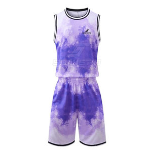 Conjunto de Uniforme de Baloncesto SONISPO con Estampado Digital en Degradado para Camiseta sin Mangas Blanca y Pantalones Cortos con Cintura Elástica, Unisex, para Adultos, Verano - Product Image 1