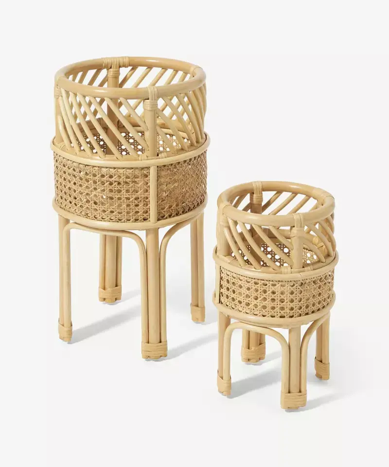 Eco friendly material Weave Rattan Plant Stand Wicker Basket Planter Pot with two dimensions Garden pot for home decoration