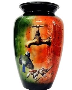 Urna funeraria para almacenamiento de recuerdos, de estilo americano urnas de metal y aluminio, suministros funerarios de forma redonda multicolor - Product Image 1