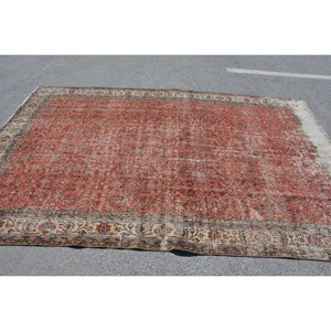 Tapis turc vintage de grande surface classique rouge beige 6.7x10,1 pieds style kilim patchwork 10mm laine latex pour décoration de couloir chambre - Product Image 3