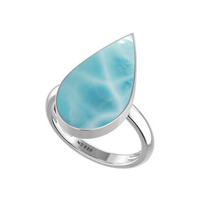 925 bague en argent Sterling lunette réglage Larimar pierres précieuses mélange formes classique fête de mariage à la mode unisexe - Product Image 2