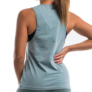 Camiseta sin Mangas Ajustada para Mujer, de Alta Calidad, Informal, para Fitness, Transpirable, de Secado Rápido, Algodón/Poliéster, Personalizable OEM, Superventas - Product Image 3