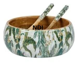 Cuenco para servir sopa con acabado de esmalte brillante para el hogar, Hotel, restaurante, cuenco para servir sopa de madera con cuchara - Product Image 1