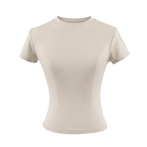 Camiseta de manga corta para mujer, ropa transpirable para mujer, Camisetas básicas ajustadas de verano, camisetas de algodón 2025, camisetas informales con cuello redondo para mujer - Product Image 5
