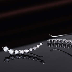 Orecchini a grappolo Amy e Annette placcati in oro bianco 14K con cristalli eleganti - Product Image 2