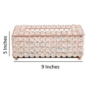 Porte-papier de soie en métal en cristal fait à la main le plus vendu pour la maison et la décoration de Table de mariage boîte à mouchoirs rectangulaire - Product Image 5