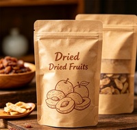 Leeg composteerbare voedselverpakkingszakken, biologisch afbreekbare kraftpapieren staande pouches met venster, aangepast logo voor gedroogd fruit