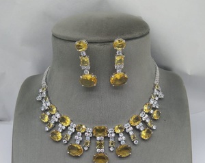 Attractive Best Quality Silver Finish Zircon <b>Necklace</b> <b>Set</b> With <b>Earrings</b> For Wedding Party Wear Collection For Women - Product Image 2