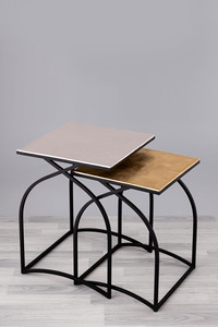 โต๊ะข้างเตียงด้านข้างโต๊ะกาแฟทำจากไม้หรูหราเฟอร์นิเจอร์โลหะทำจากคอนกรีตน้ำหนักเบา - Product Image 2