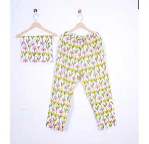 Conjunto de pijama de algodón con bloque de mano indio Ropa de noche elegante a la moda para mujeres y hombres Transpirable 100% algodón para el verano - Product Image 4